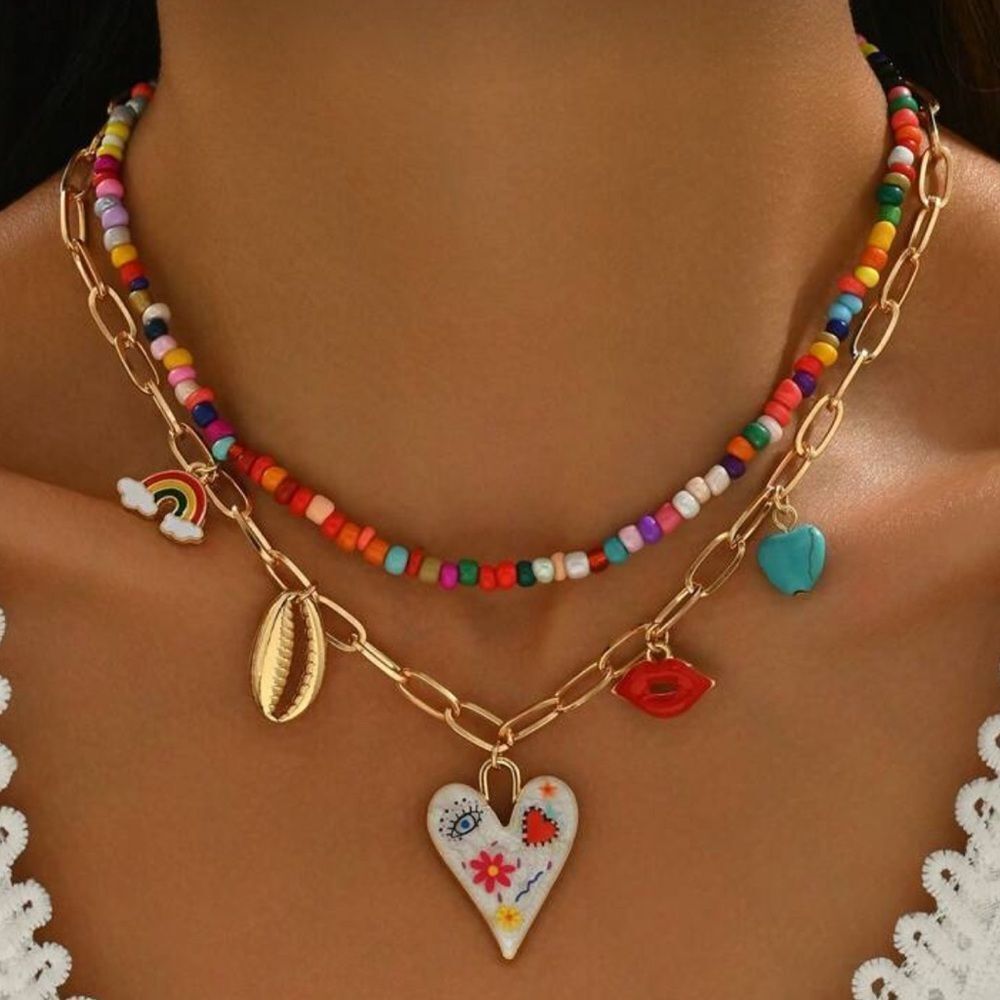 Vibrant Multicolor Charm Necklace M590